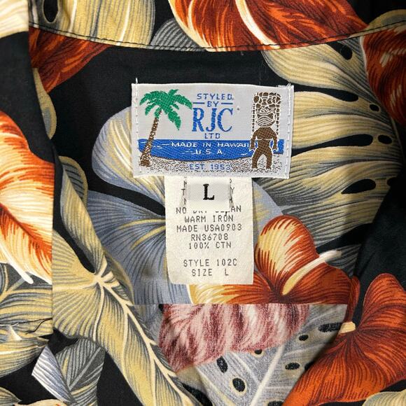 RJC Hawaiian Shirt Mens L‎ Short Sleeve Floral Made in Hawaii USA VTG - Picture 3 of 6